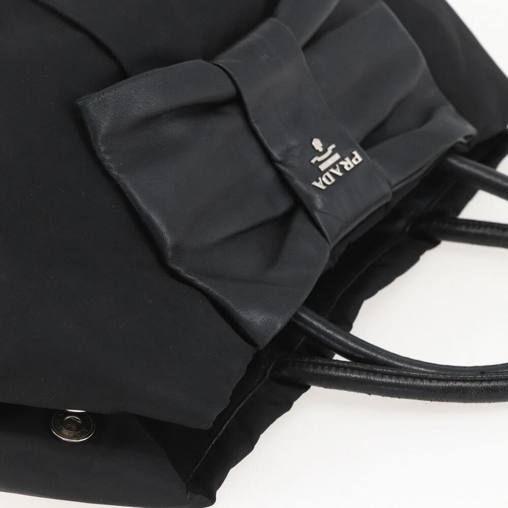 PRADA Ribbon Hand Bag Nylon Black Silver Auth 160087 - Picture 6 of 16